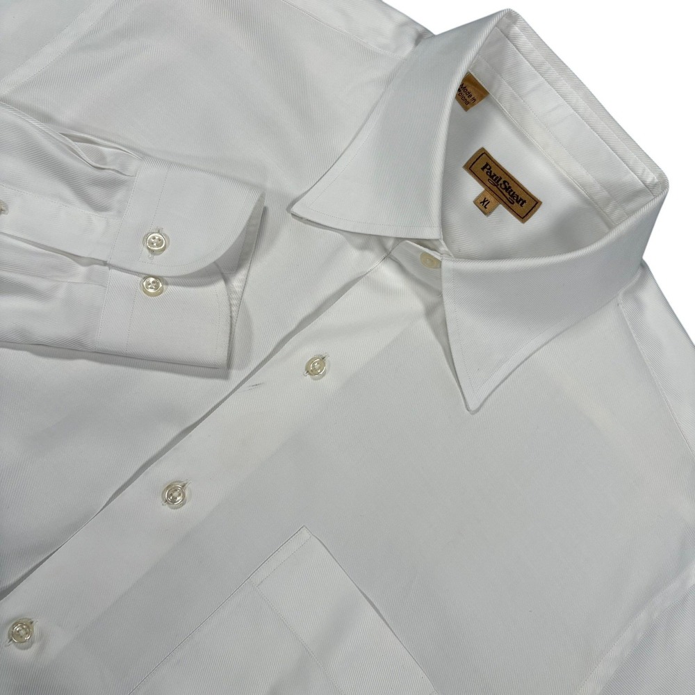 Paul Stuart Button Down Twill Dress Shirt Mens XL White Long Sleeve Poland